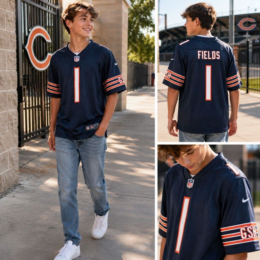 Nike Justin Fields #1 NFL Chicago Bears On Field Jersey Youth L (14-16) Sports